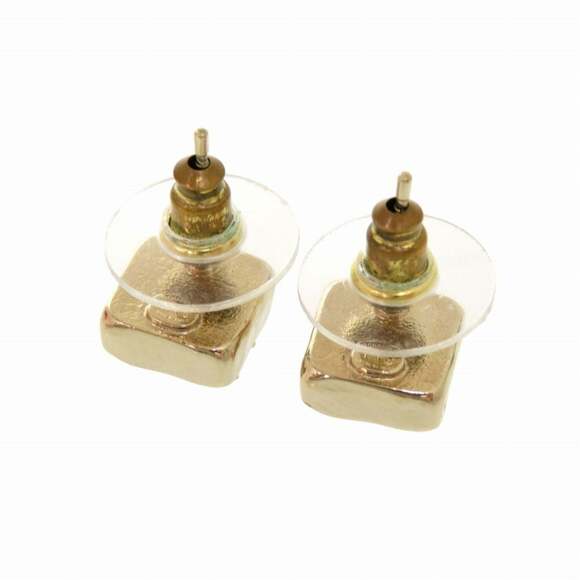 CHANEL Authentic Gold Logo Earrings